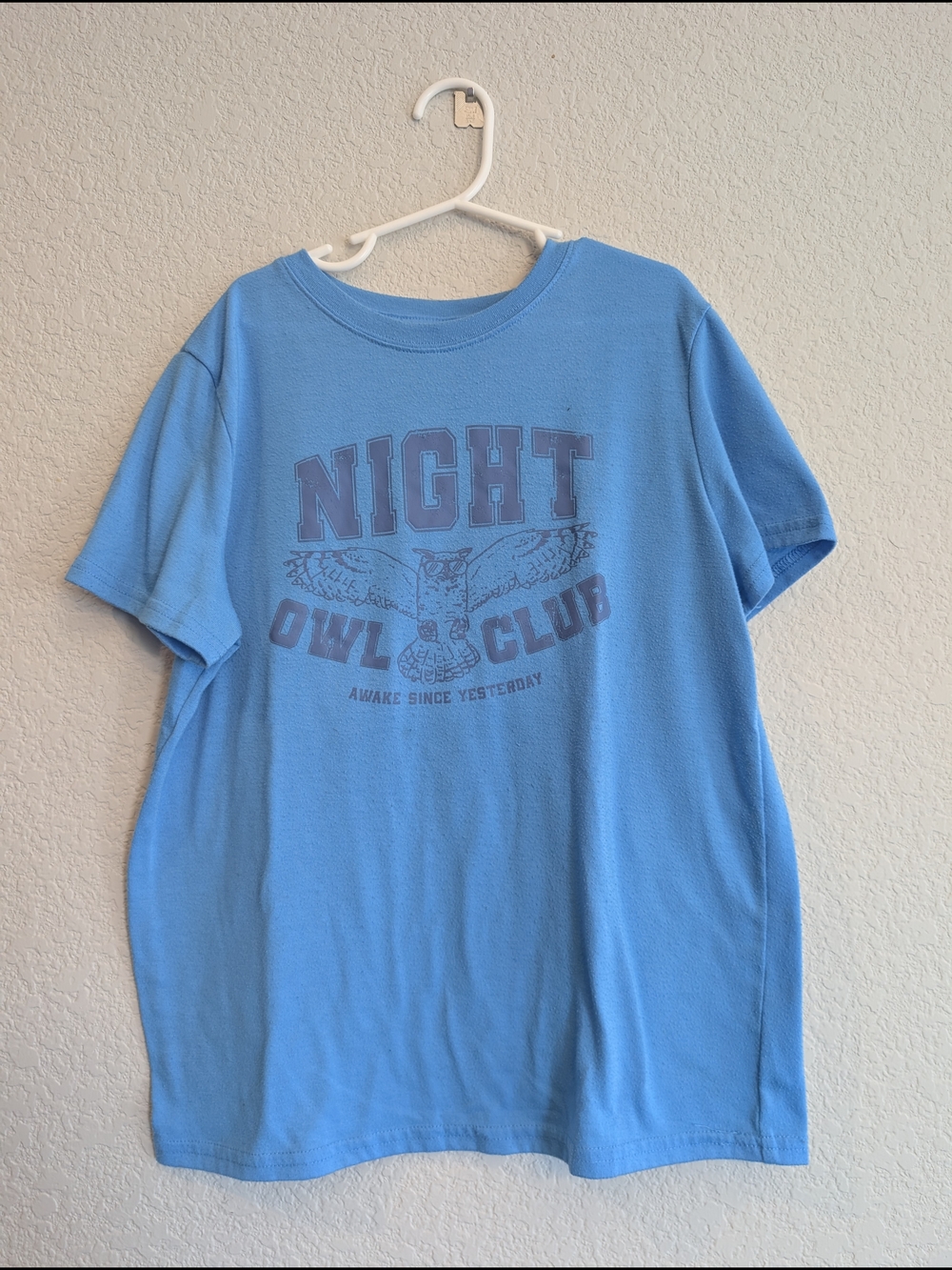 Cat & Jack Kids Sz L Unisex Night Owl Club Graphic T-Shirt - Blue